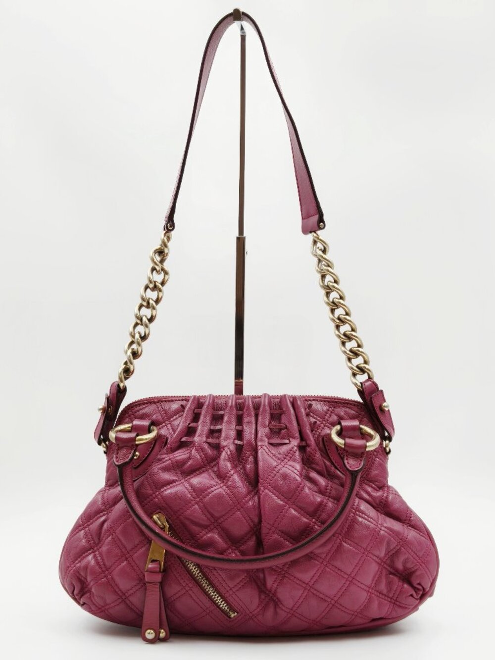 Marc Jacobs Stam Pink Quilted Leather Satchel Chain Shoulder Bag
